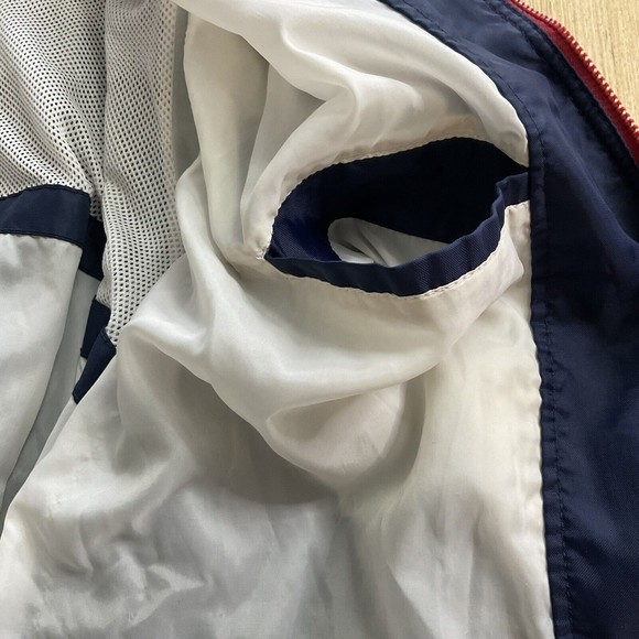 Vintage 90s Perry Ellis Mens XXL Red White Blue Windbreaker  Full Zip Jacket - Picture 14 of 16